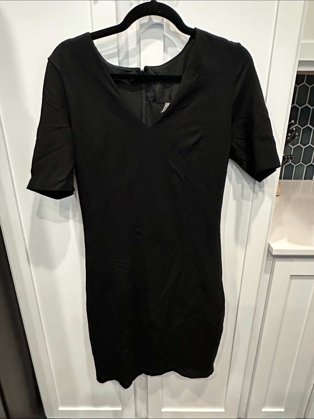 White House Black Market Black V-Neck Short Sleeve Dress